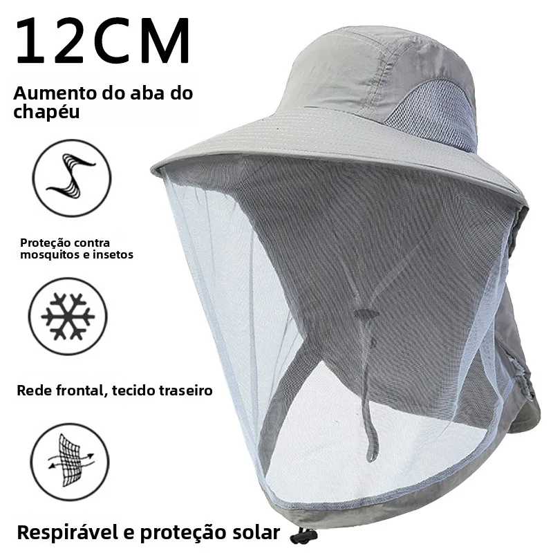 メンズ釣り用日除け帽子、女性用ハイキング蚊よけフェイスマスク、蜂よけヘッドカバー、夏夜釣り用キャップ