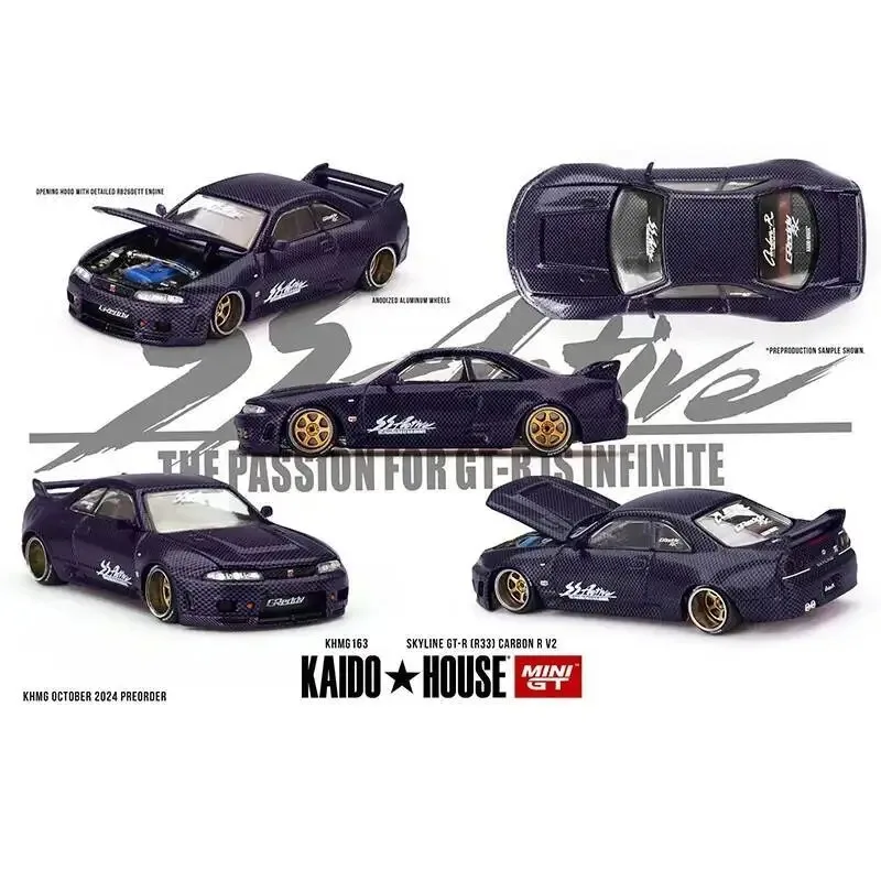Kaido House In Stock 1:64 NSX M3 CIVIC EF Skyline GTR R34 510 WAGON R33 Carbon Openable Hood Diecast Car Model MINIGT