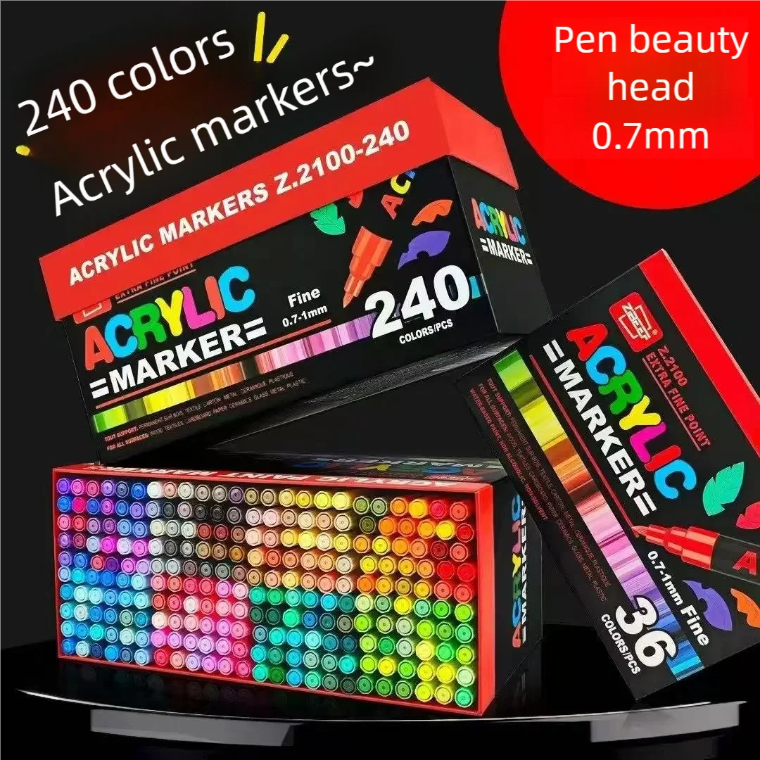 

ZIBEEF New 168/240 Colors Acrylic Paint Pens Set Marker Pen Artist Rock Painting Glass Ceramic Fabric DIY Card Art suppliers