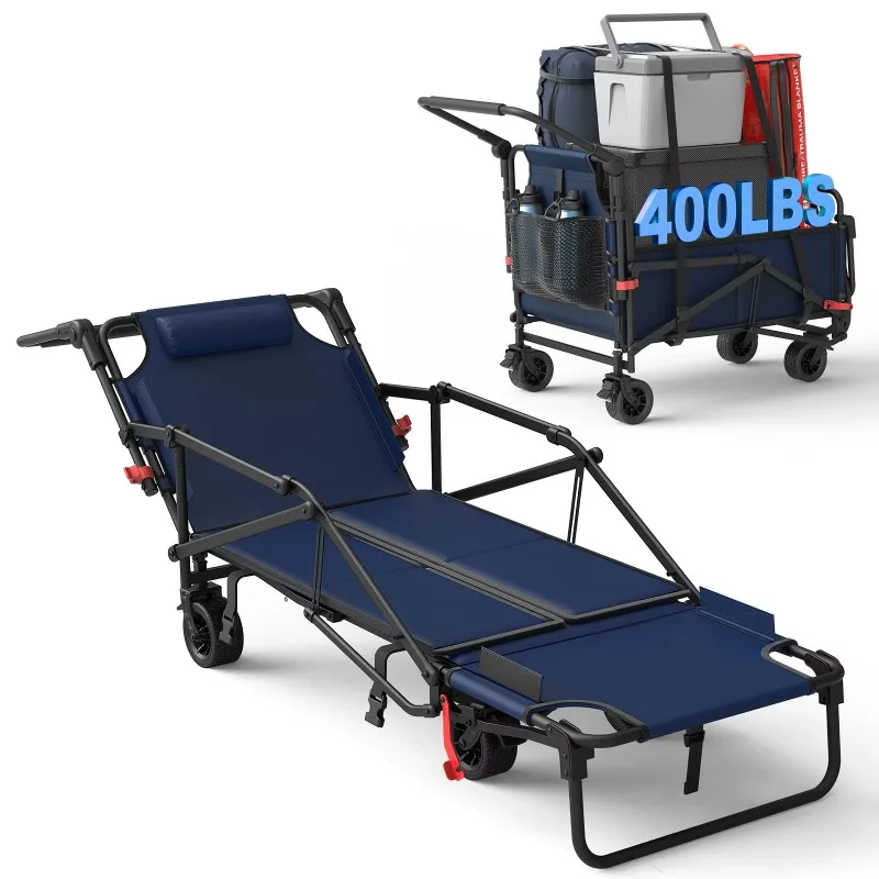 

Applicable to Modern Heavy-duty Outdoor Camping Floating 2-in-1 Folding Trolley 400 Lb Load Capacity All-terrain Wheels Brakes S