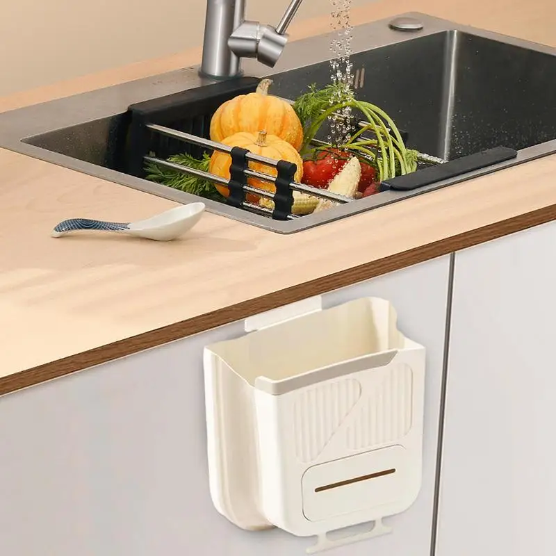 Hangings Kitchen Trash Can Foldable Trash Bin Waste Bin Compost Bin Waste Container For Offices Cupboard Camping Bedroom