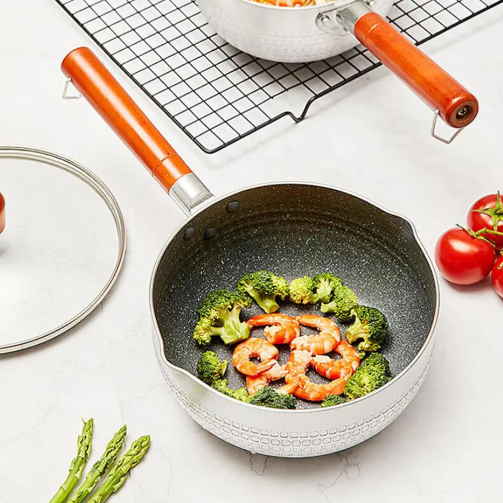 

Snow Pan Multi purpose Kitchen Pot Non stick Smooth Surface Easy Clean Milk Soup Noodle Food Stockpot Lid