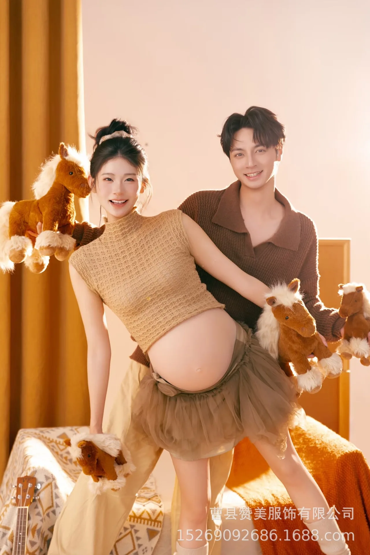 النساء التصوير الدعائم الأمومة الحمل 2PCS مجموعة مع رجل دعوى زوجين الملابس للاستوديو اطلاق النار التقاط الصور الملابس #6