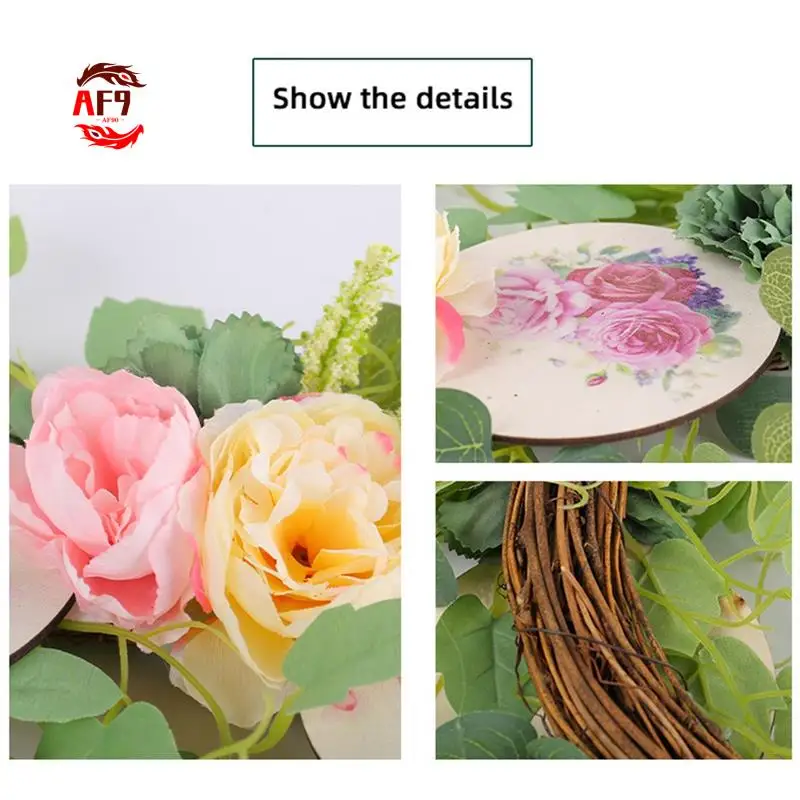 

AF90-Wreath For Front Door,All Season Wreath Leaves For Indoor Outdoor Farmhouse Home Porch Wall Window Festival Wedding Deco