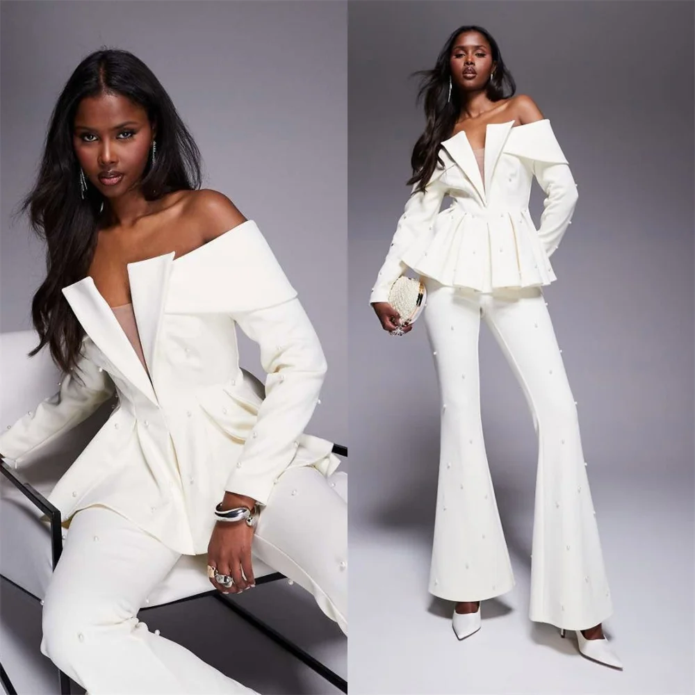 Fashion Women's Formal Dresses Suit Gowns Off Shoulder Long Sleeves Jacket Coat For Female Two-Pieces Suit M267940 Customized
