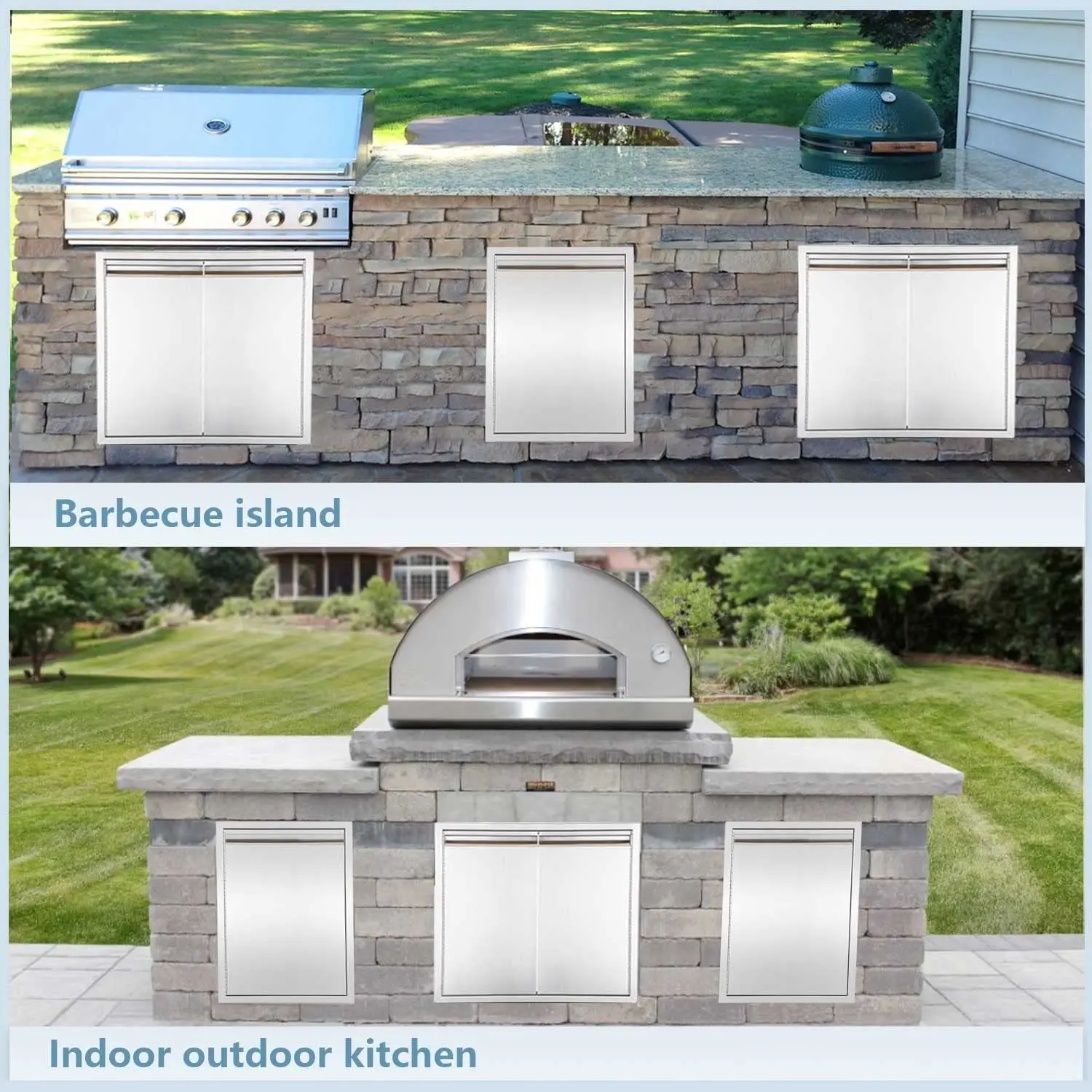 Outdoor Kitchen Single Access Door Stainless Steel BBQ Single Door Double Wall Door Panel Flush Mount Outdoor Kitchen BBQ Island