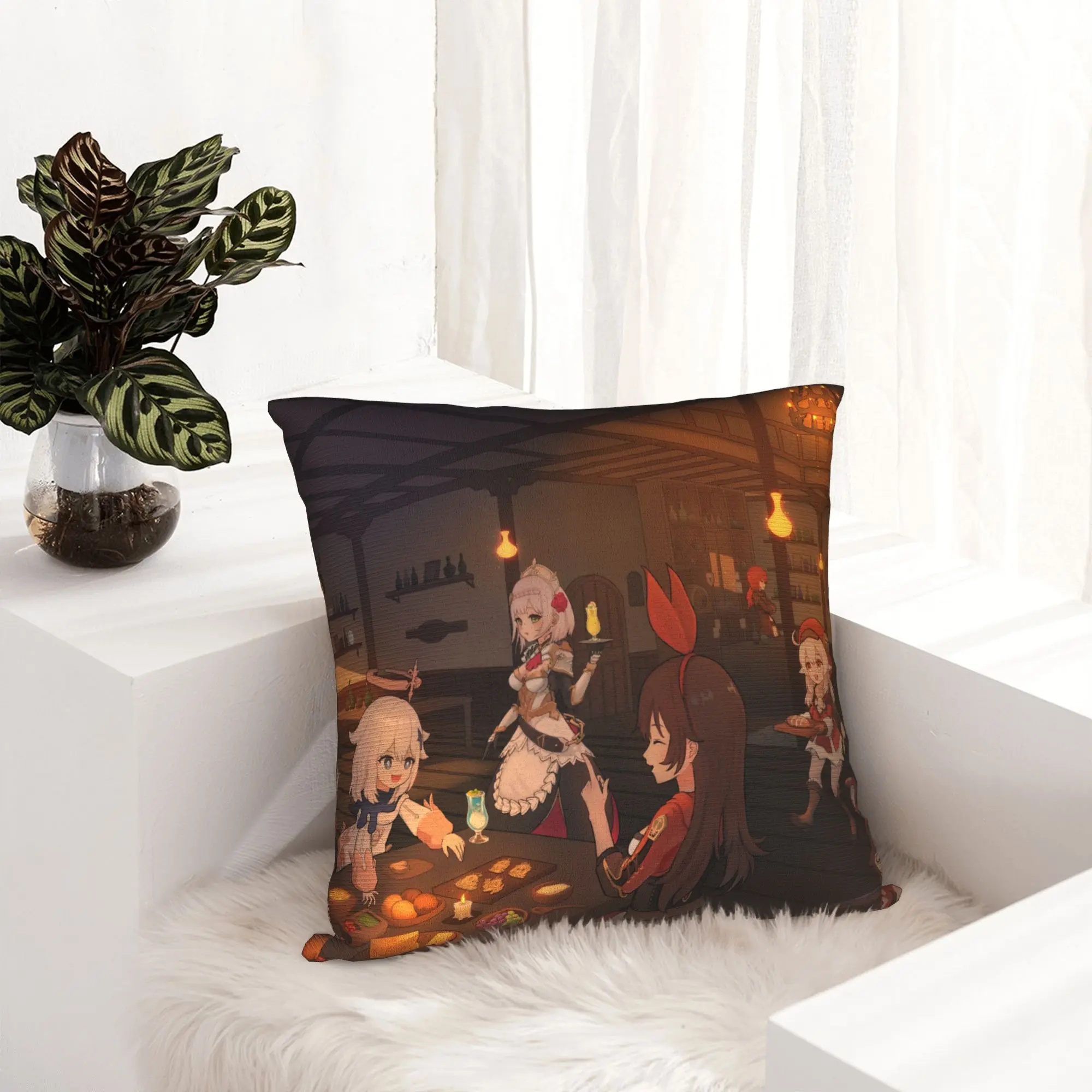 Genshin Impact Pillowcase Soft Polyester Cushion Cover Decorations Game Anime Manga Pillow Case Cover Sofa Dropshipping 45X45cm