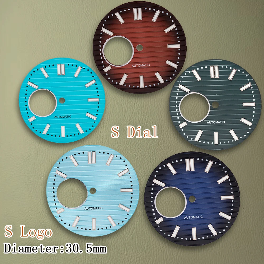 30.5 مللي متر S شعار Nautilu-s الاتصال الهاتفي الأسود الأخضر مضيئة مناسبة لحركة NH38 ساعة عالية الجودة تعديل إصلاح الملحقات