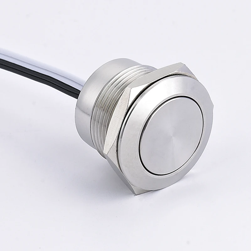 ELEWIND 16MM 19MM  22MM  metal Stainless steel short body Micro-Travel Switch with 30CM wire  push button switch MTCF-10/Y/S