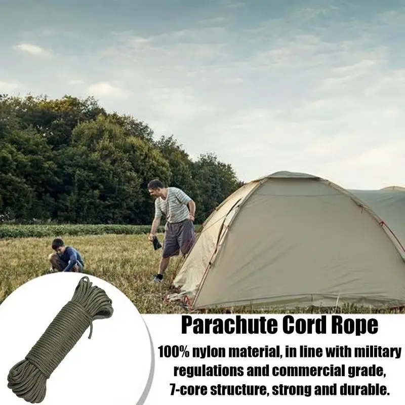 Parachute Cord Strong Load Bearing UV Resistant Tent Rope Multifunctional 7 Strand Paracord for Handicraft Projects Camping