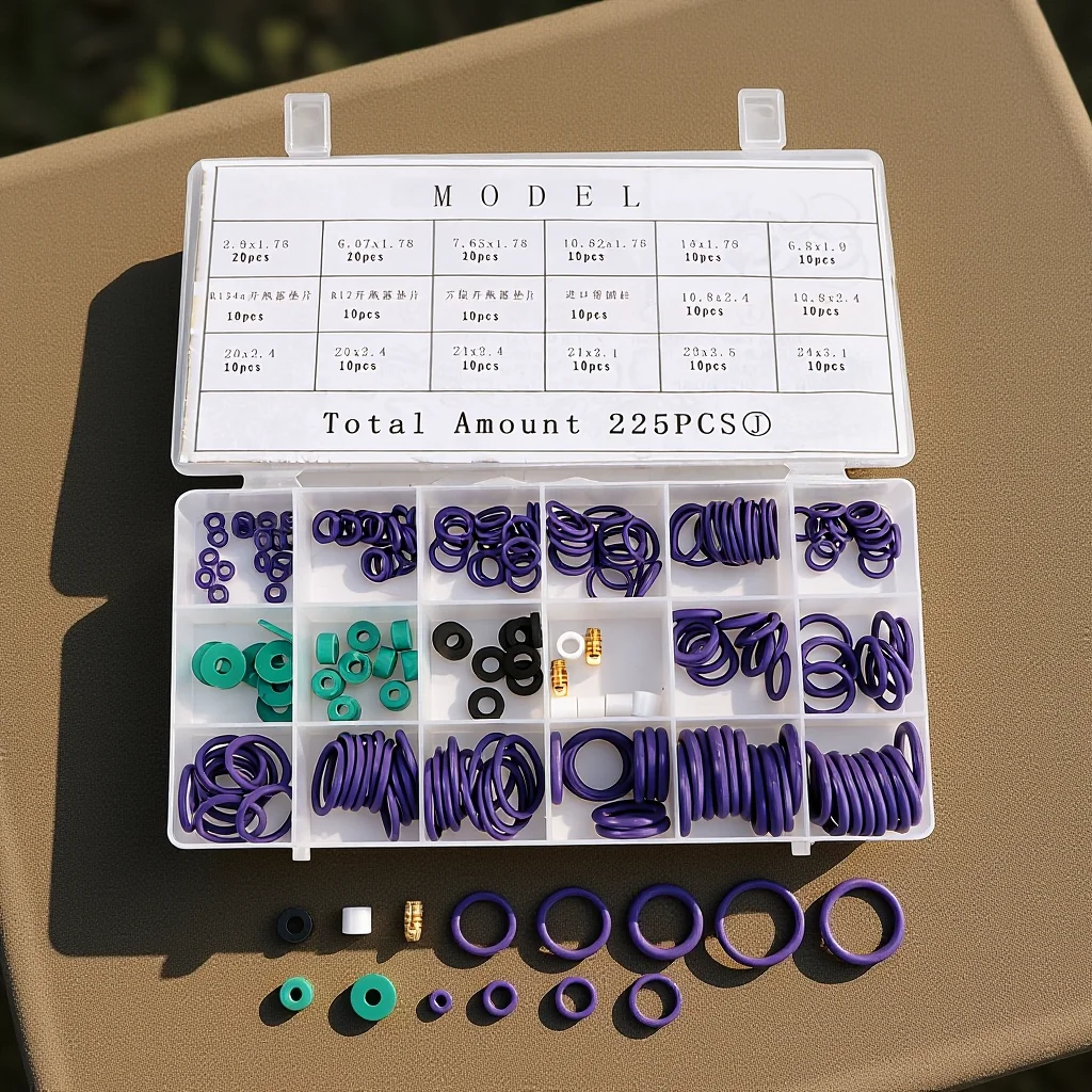 

225pcs O- Rubber Gasket Assortment Kit Oil Resistant Heatproof Durable For Automotive Industrial Equipment Repair