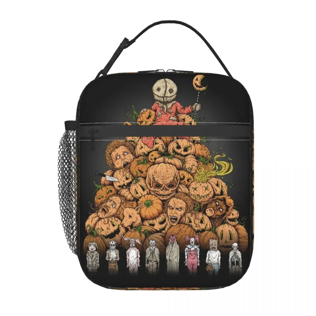 Halloween Pumpkin Thermal Insulated Lunch Bags Horror Movie Sam Trick R Treat Portable Lunch Tote Camp Multifunction Food Box