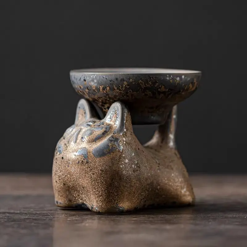 Retro Tiger Ceramic Tea Strainer Set Creative Filter Holder Individual Home Use Kung Fu Tea Accessory