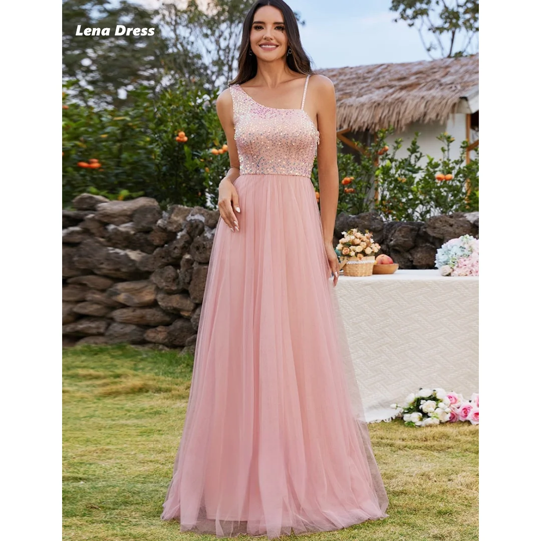 

Pearl Shiny Dress Women Elegant Party Dresses Woman Wedding Dress Pink Evening Gown A Line Long Skirt Prom Dresses 2024 Gala