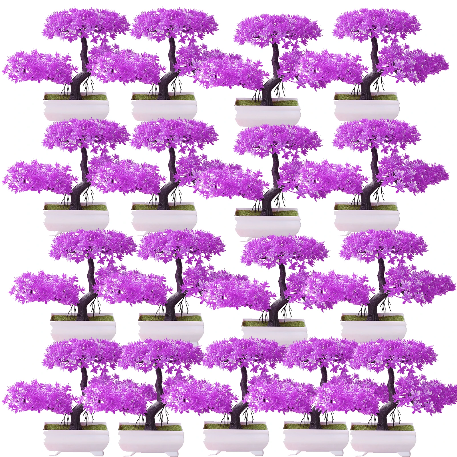 15PCS Artificial Plastic Plants Bonsai Small Tree Pot Fake Plant Potted Flower Garden Arrangement Ornaments Room Home Table﻿