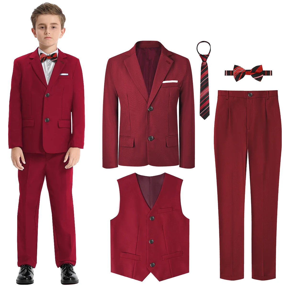 

Christmas Suit for Kids Boys Teenage Wedding Birthday Party Gift Set Children Easter Church School Graduation Photography Tuxedo