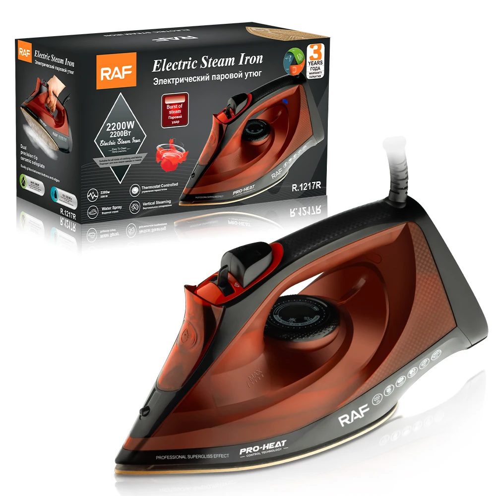 RAF Electric Professional Steam Iron for Clothes 2200w Vertical Steaming with Rapid Heating