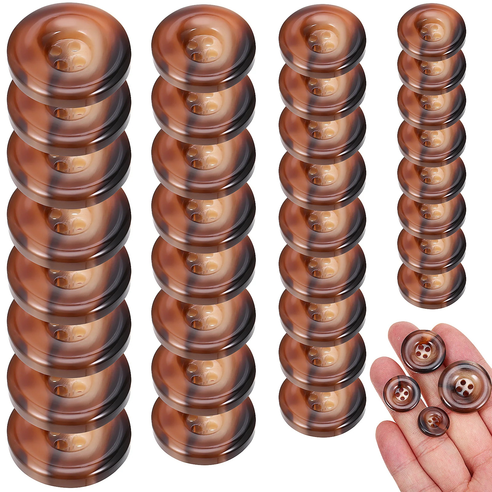 

50Pcs Creative Coat Buttons Durable Resin Four Hole Design Versatile Use for Coats Sweaters Shirts Sewing Buttons