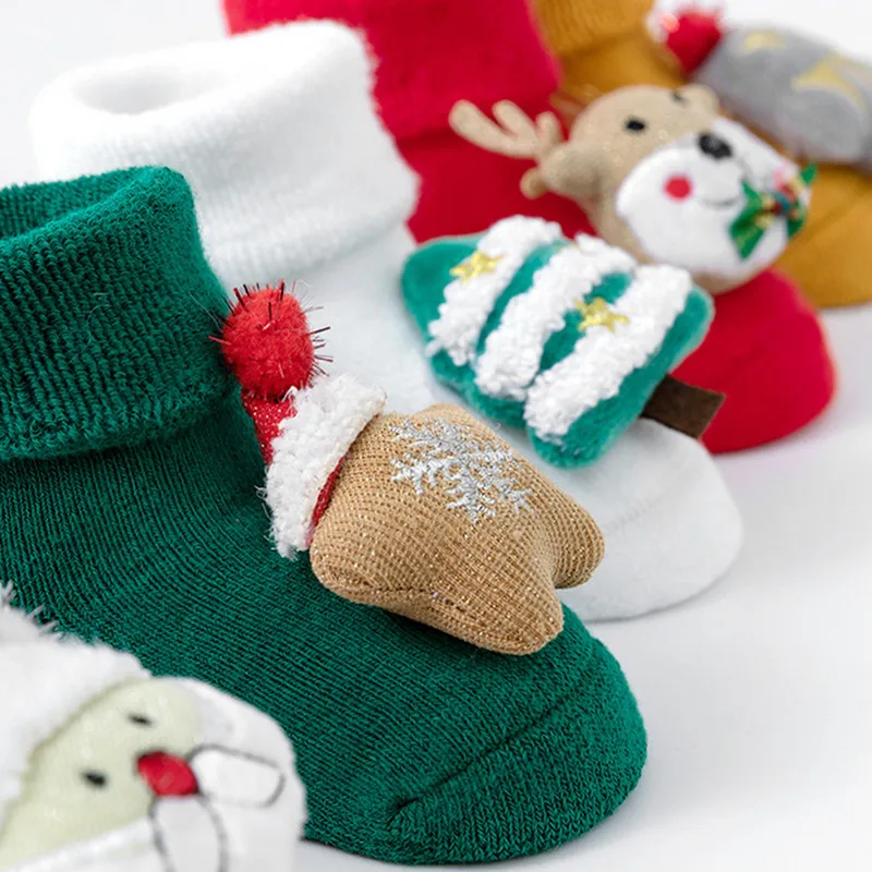 Christmas Newborn Baby Girl Boy Fuzzy Socks Slipper Socks Kids Winter Warm Holiday Socks Baby Items Clothing