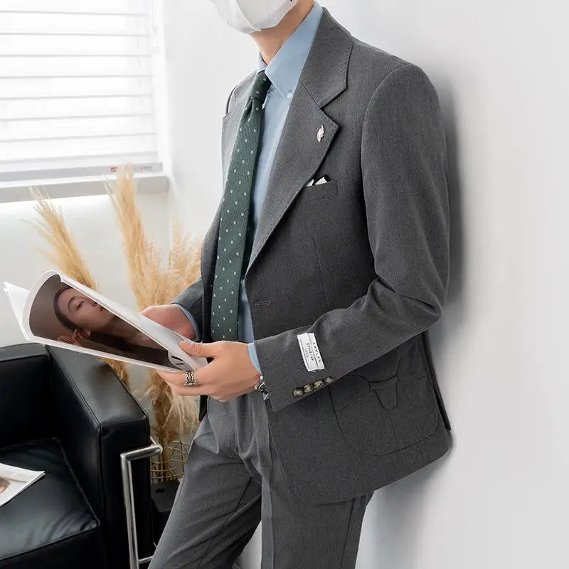 L7406 Men's textured slim fit two button suit