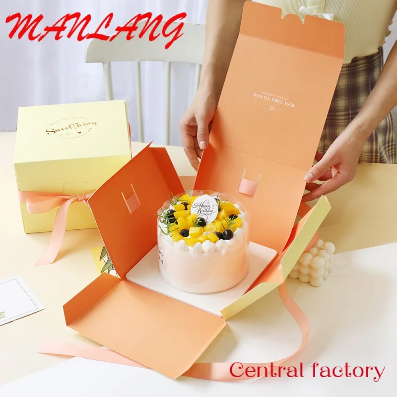 Custom  Custom cake packaging box bakery folding gift box paper bag for cake box