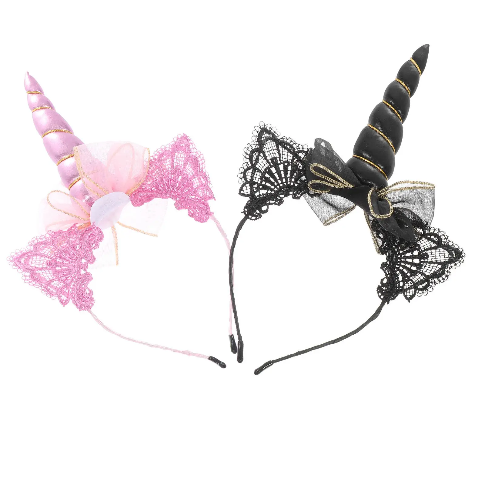 2Pcs Unicorn Design Headbands Premium Cloth Hair Decor Lovely Party Headdress Kids Hairband Cosplay Costume Photography Prop
