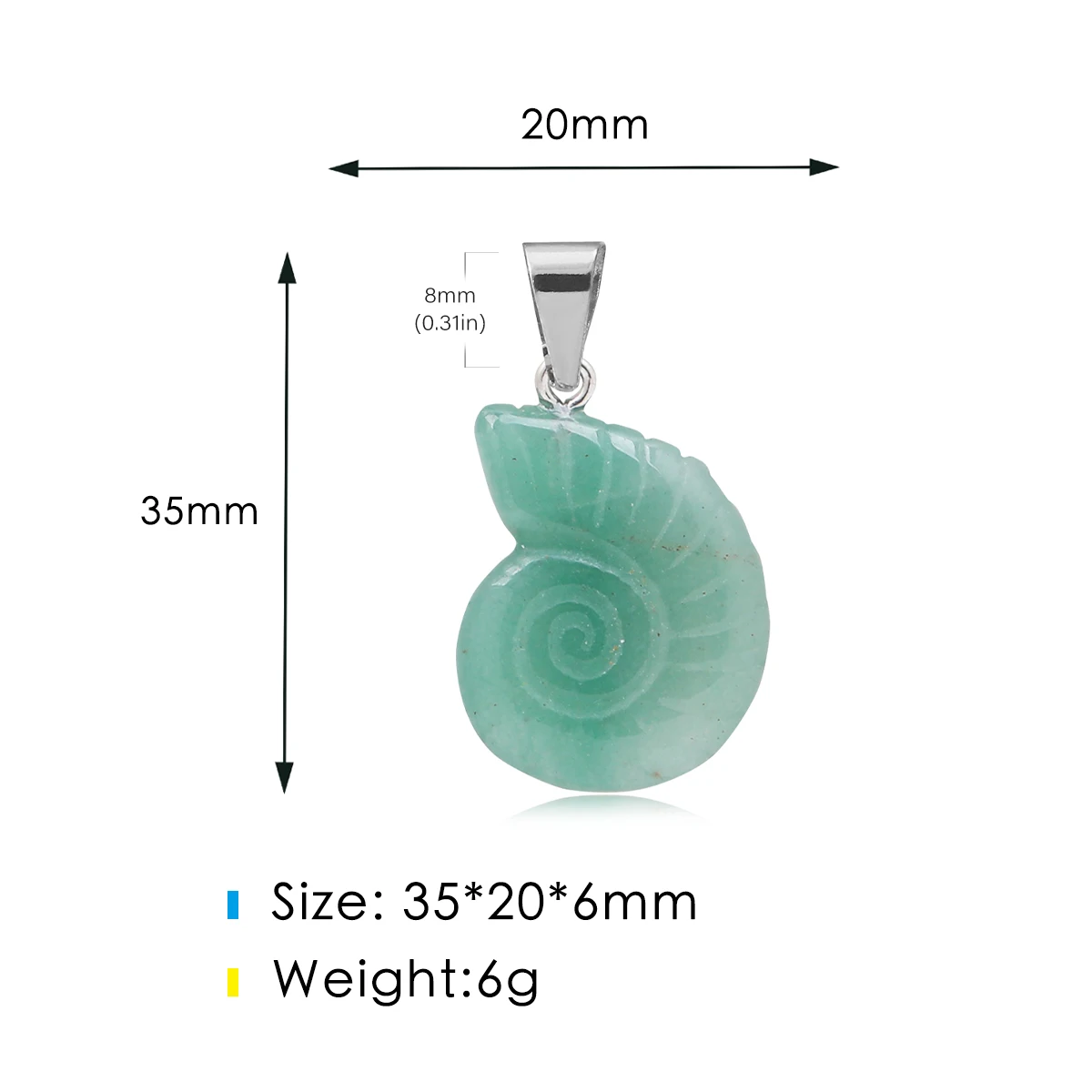 Ocean-style Vintage Versatile Conch Natural Stone Crystal Jade Amethyst Tiger Eye Pendant With Zirconia Inlay Jewelry Parts