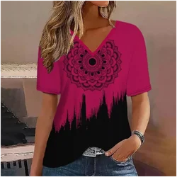 Summer minimalist V-neck short sleeved street style T-shirt for women commuting loose and comfortable casual T-shirt for women