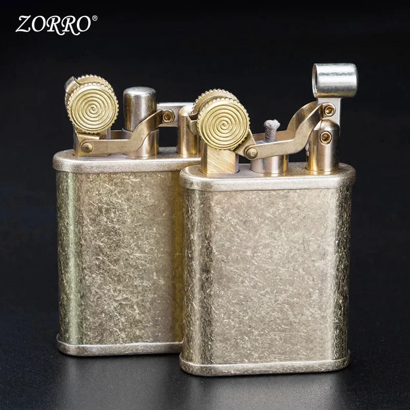 Zorro Brass KeroseneOpen Flame Lighter Personality Vintage Windproof Portable  Lift arm Lighter Collectible Gift For Friends