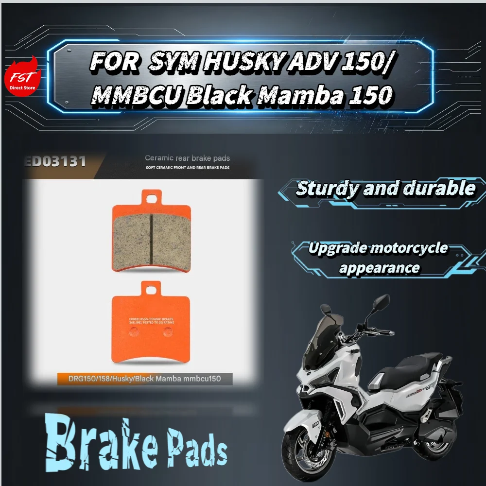 For SYM HUSKY ADV150/MMBCU Black Mamba 150 Ceramic Brake Pads Vent Groove Fast Cooling Stop High Temp Brake Fade Shoes