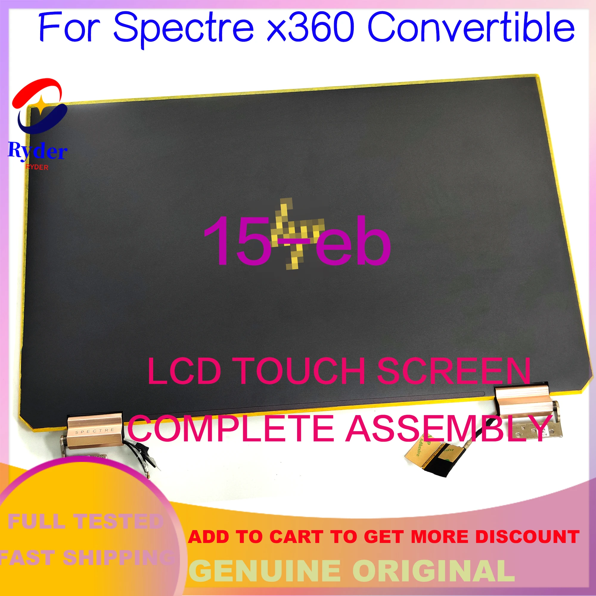 Imagem -02 - Montagem Completa da Tela de Toque Original Oled Lcd 15.6 4k Apto para hp Spectre X360 15t-ec 15-eb 15-eb0043dx Uhd L97639001 L99323-001