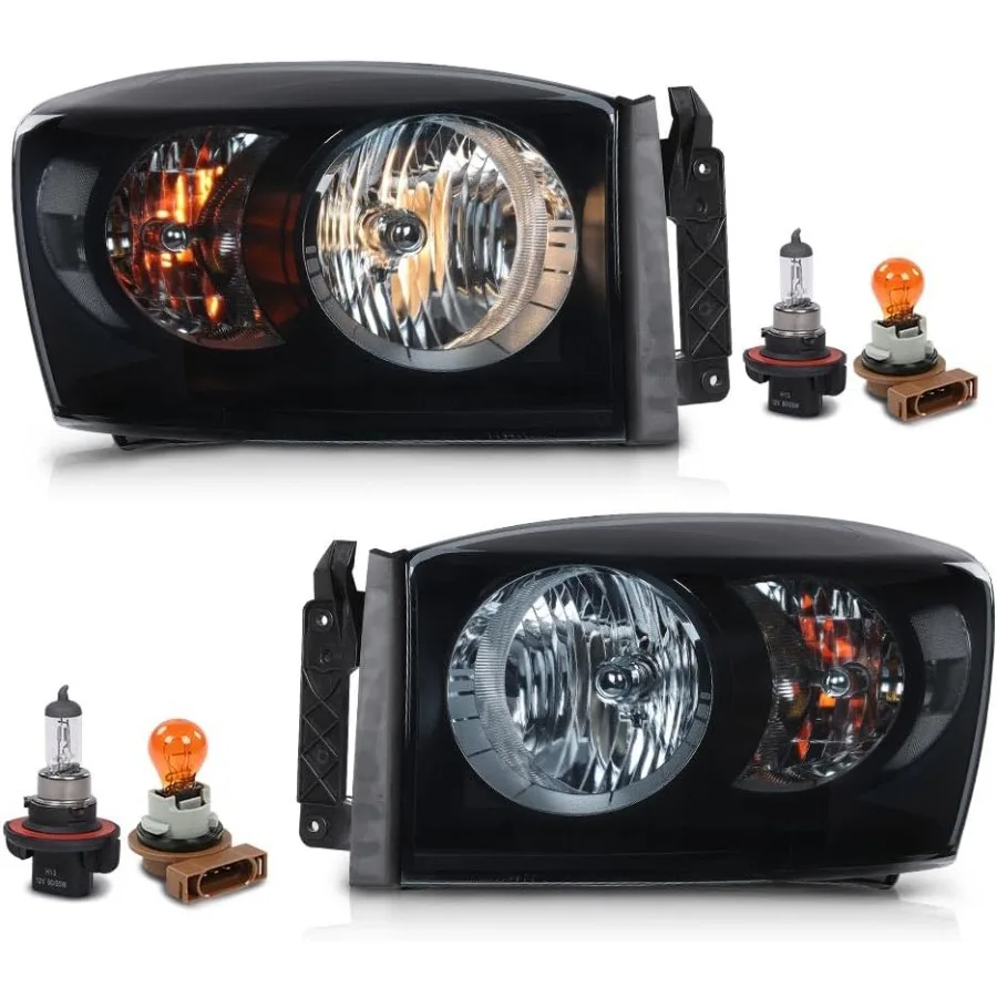 

Headlights Assembly Compatible with Dodge Ram 1500 Truck 2006 2007 2008 Fit for Dodge Ram 2500 3500 Truck 2006-2009 Smoke Lens C