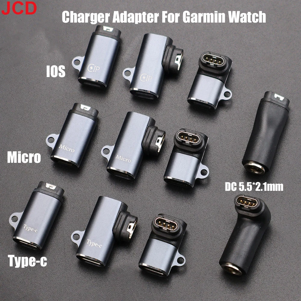 

JCD Type C/Micro/IOS USB to 4pin Charger Adapter Connector for Garmin Fenix 7/6/5/7X/6X/5X/ Venu 2 plus Watch Charging Converter