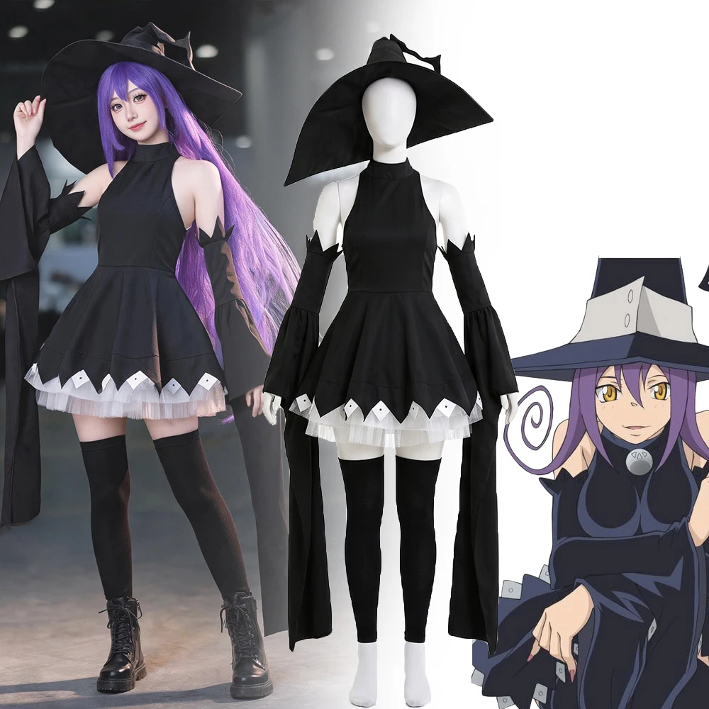 アニメ「ソウルイーター」ブレア-コスプレ衣装-女性用-ブラックドレス-猫魔女-ステージユニフォーム-仮装衣装-ハロウィンコスチューム
