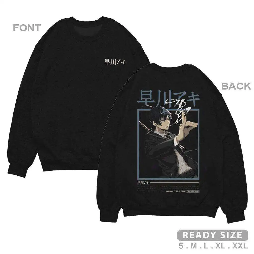 Crewneck Sweater Chainsaw Aki Hayakawa V01 Sweater Crewneck Basic Anime S M L XL XXL