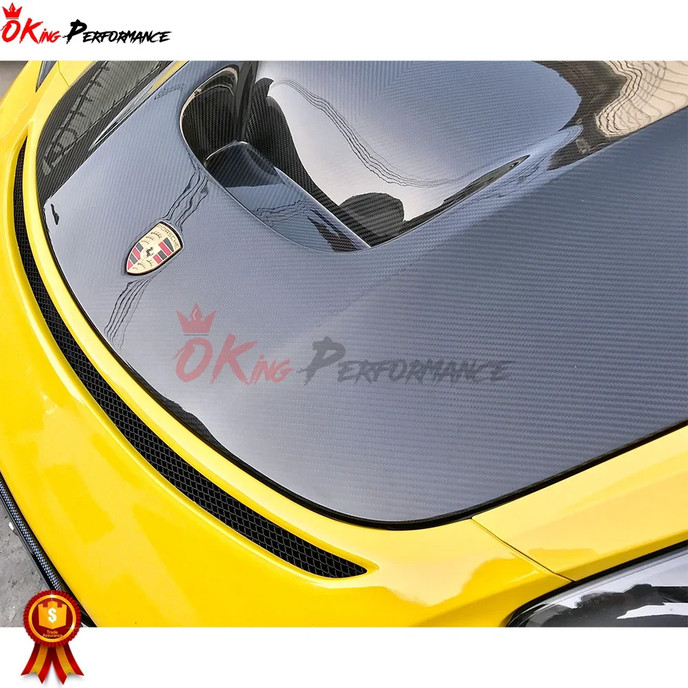 GT Style Dry Carbon Fiber Car Hood For Porsche 718 Boxster Cayman Engine Bonnet