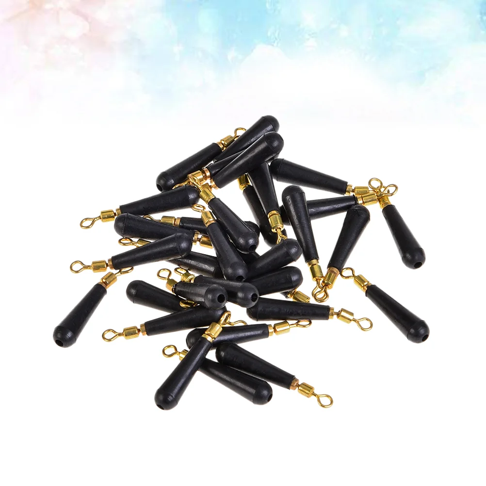 

100 Pcs Fishing Floats Swivels Tackle Rolling Drift Seat Buoy Black Rubber Head
