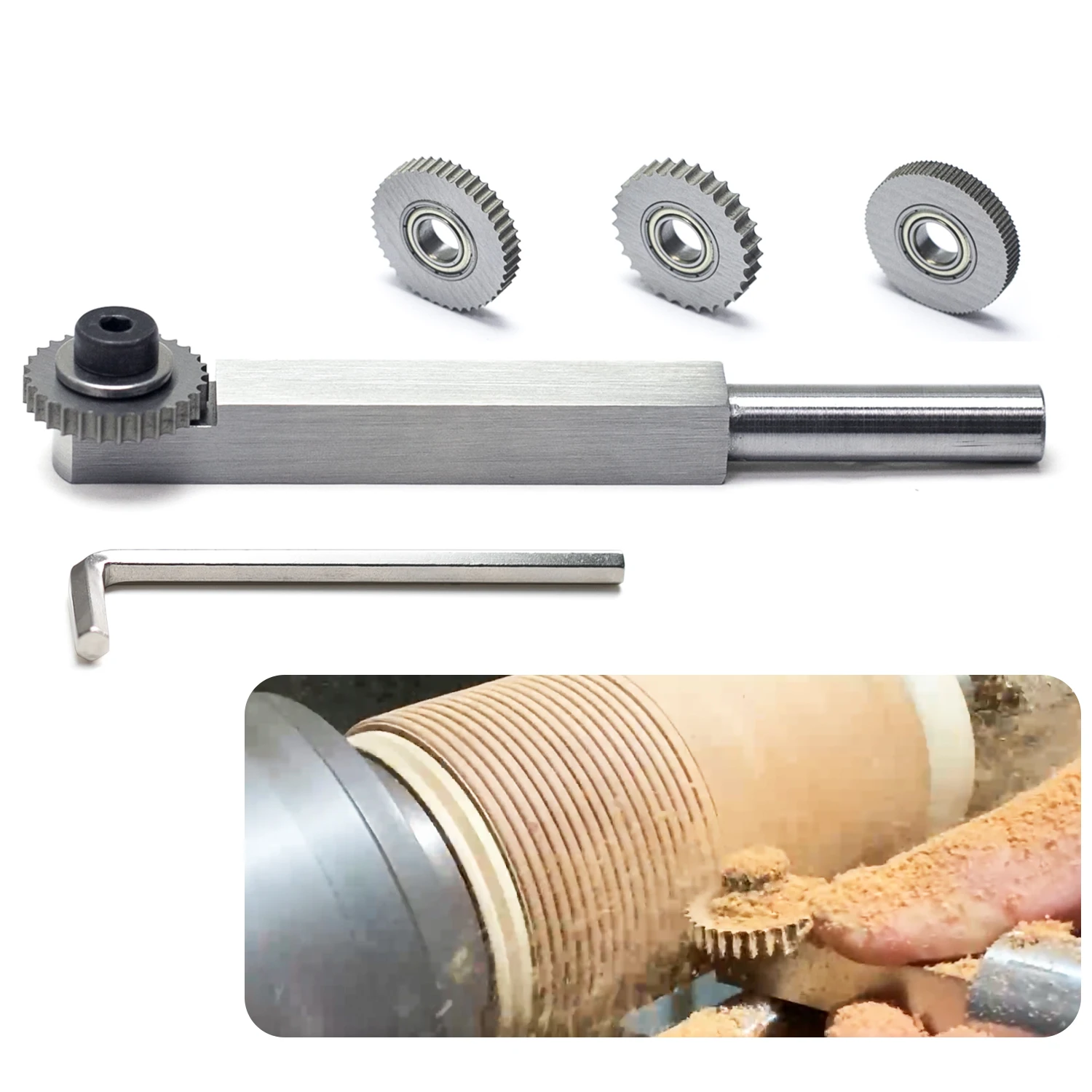 Texture Wood Turning Tool Thread Sprail Texturing and Spiralling System Woodworking Tools With  4pcs Cutter wheel for Wood Hobby
