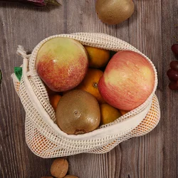 1Pcs Reusable Cotton Edge Mesh Shopping Bag for Vegetable Fruit Food Kitchen Washable Grid Storage Bag Eco String Bag Organizer