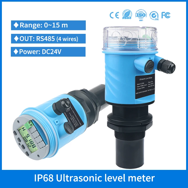 

RS485 Ultrasonic Liquid Water Level Sensor Transmitter Ultrasonic Tank Level Sensor Transmitter for Grain Granary Silo 4-20mA