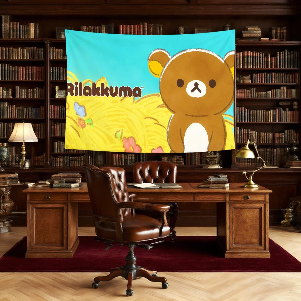 Cartoon Kawaii R-Rilakkuma-a flag Durable Outdoor Indoor Patio Festive Decoration Classic Design Pole Wall Room Banner