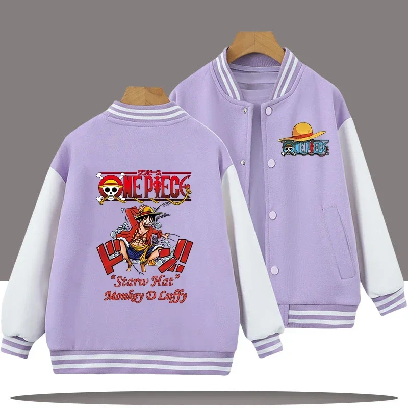 

New One Piece Children's Baseball Uniform Spring-Autumn Jacket, Portgas D. Cartoony Print Boys' Sport Shirt, Girls' Casual Top