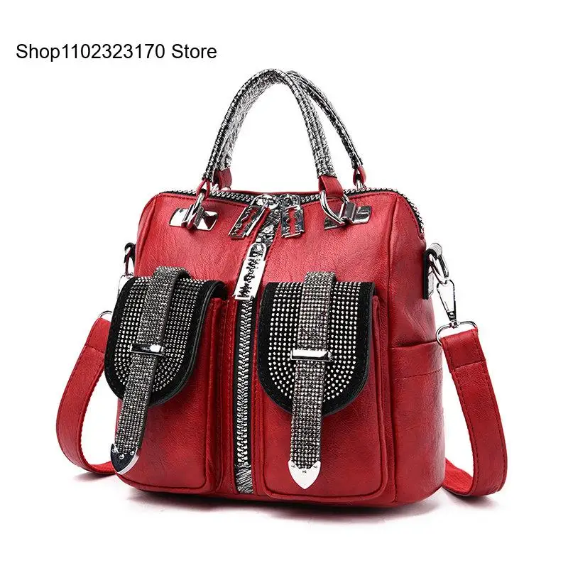 Female Small School Bag for Girls High Quality Shoulder Bags for Women Luxury Double Pocket Women Leather Backpack