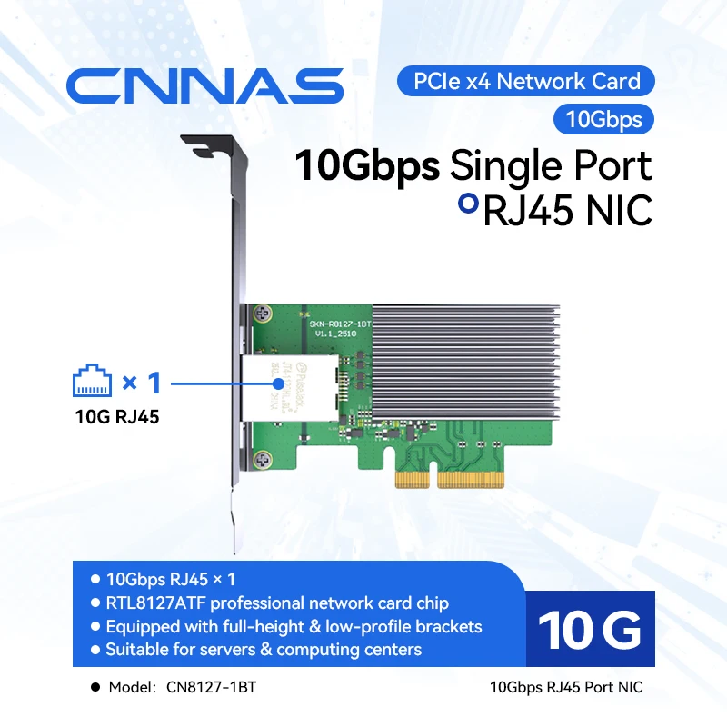 CNNAS PCIE.4 network card, wifi network acceleration, RJ45NIC, CN8127-1BT