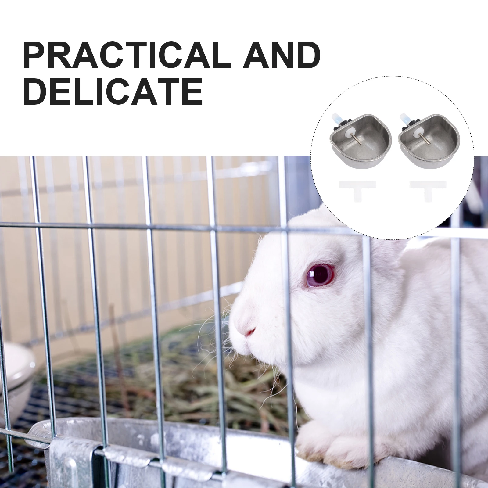 

2Sets Odorless Leakproof Rabbit Water Feeder Durable Easy Install Pet Waterer Cage Drinkers Pet Water Feeders Rabbit Drinker