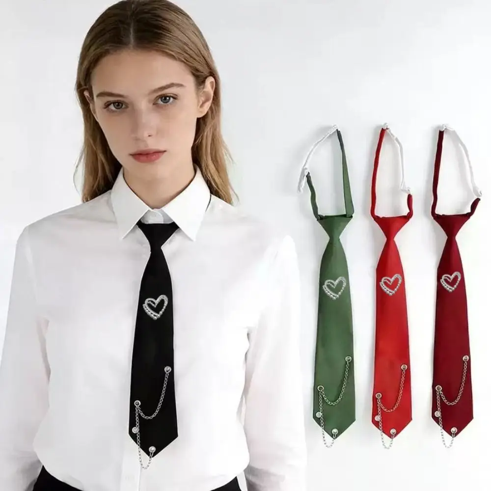 

Элегантный черный галстук в корейском стиле с сердечками и кисточками, длинный галстук-колье для рубашки, украшение для униформы JK