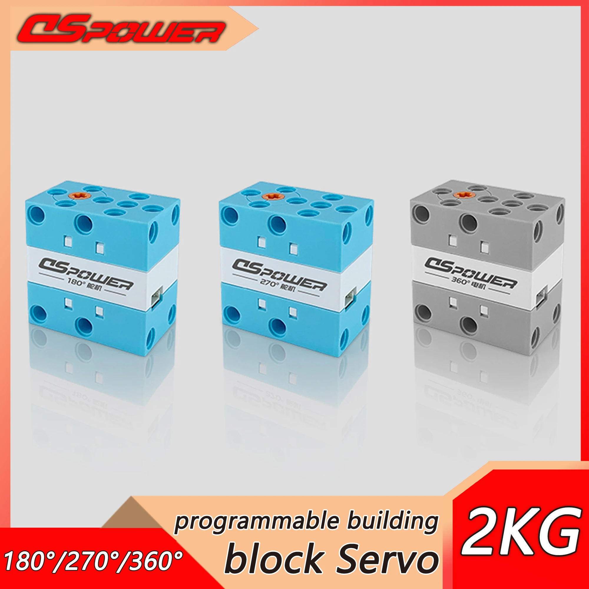 DSpower 2KG 180° 270° 360° Programmable Building Block Servo Porous Bit Bidirectional Output Programming for Lego Building Toys