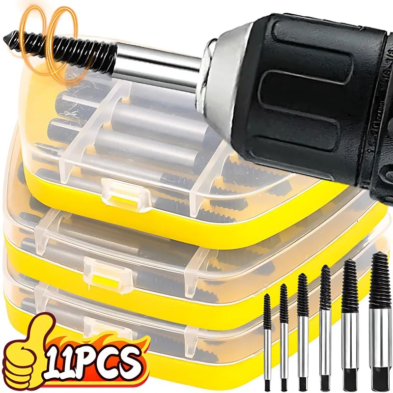 

11/5 шт., набор направляющих для извлечения поврежденных винтов, набор направляющих для сверл, набор для извлечения сломанных болтов, инструмент для извлечения легкой скорости