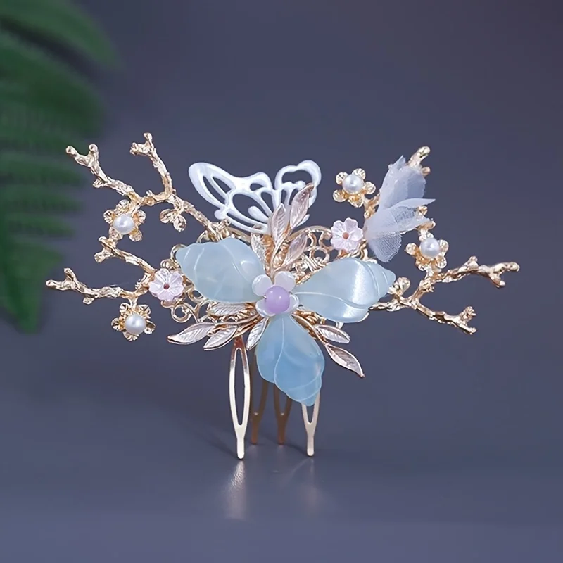 Chinese Style Pearl Crystal Hairpin Earring Set For Women Bride Party Hanfu Wedding Bridal Hair Accessories Jewelry Pin Band