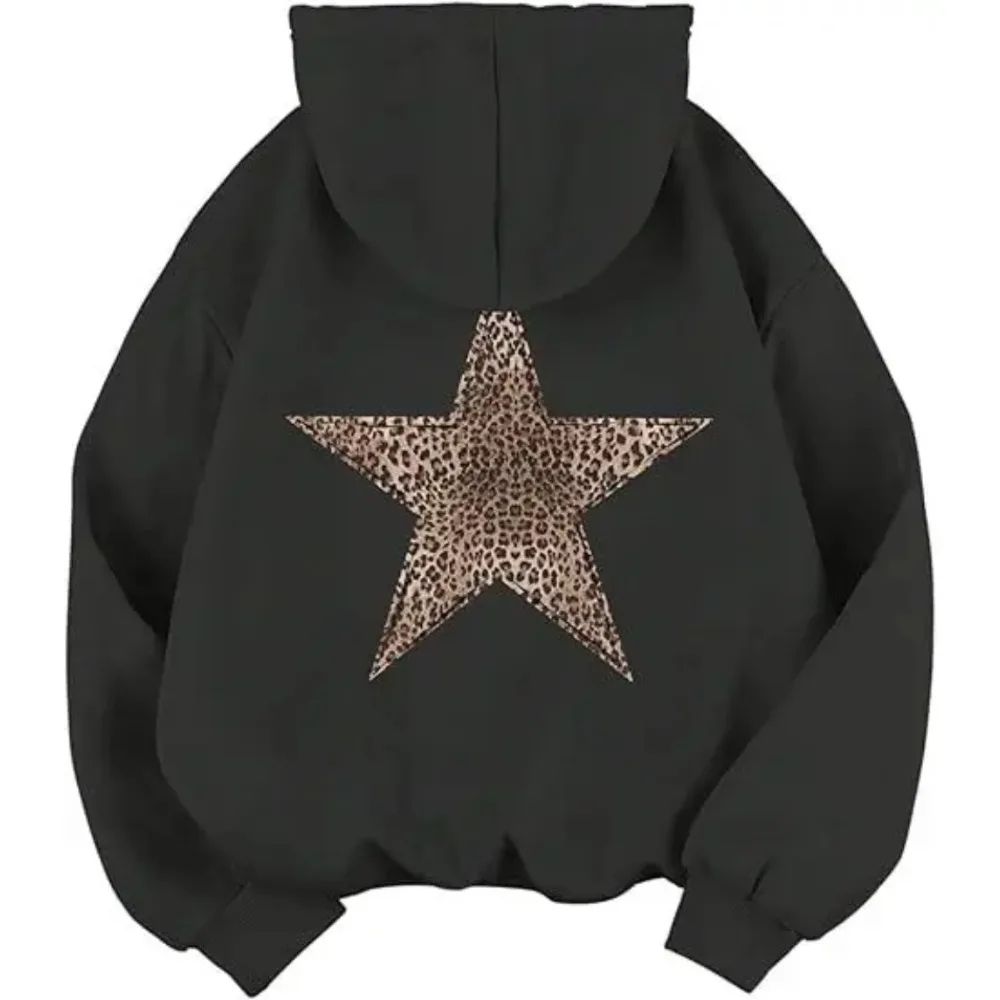 ستار جرافيك هوديس Y2k ليوبارد طباعة مقنعين البلوز الفهد هوديي الشارع الشهير موضة عادية الهيب هوب Harajuku للجنسين